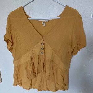 Sky and sparrow yellow loose fitting crop top